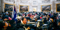  Police clash with supporters of then-US President Donald Trump who stormed the Capitol building  in Washington D.C. on Jan. 6, 2021. 