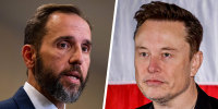 A split composite of Jack Smith and Elon Musk.